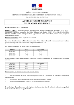 activation du niveau 2 du plan grand froid