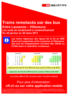 Trains remplac&eacute;s par des bus Entre Lausanne