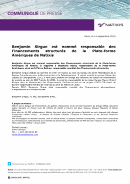 Benjamin Sirgue est nomm&eacute; responsable des - racine