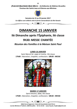 dimanche 15 janvier - Fraternité Saint Pierre de Belgique