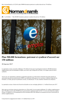 Plan 500.000 formations: patronat et syndicat d