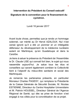 Intervention du Pr&eacute;sident du Conseil ex&eacute;cutif Signature de la