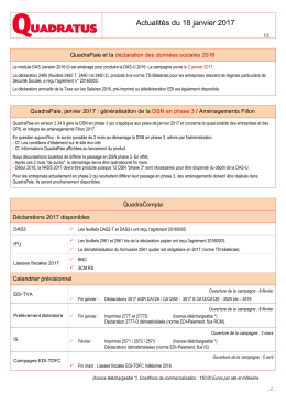Actualités du 18 janvier 2017