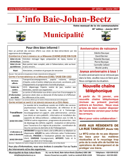 L`info Baie-Johan-Beetz - Municipalité de Baie-Johan