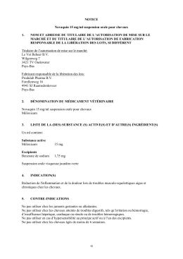 NOTICE Novaquin 15 mg/ml suspension orale pour chevaux 1