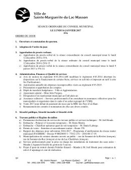 Voir l`ordre du jour ici - Sainte-Marguerite-du-Lac