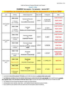 Planning examens Janvier 2017