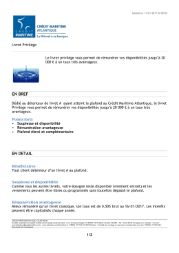 Livret Privil&egrave;ge - Cr&eacute;dit Maritime Atlantique