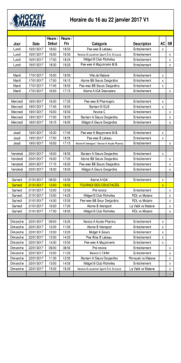 Horaire du 16 au 22 janvier 2017 V1