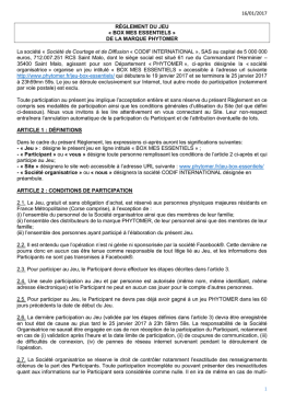 PHYTOMER R&Egrave;GLEMENT DU JEU CONCOURS FACEBOOK du 30