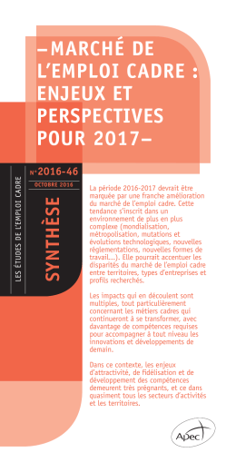 Marché de l`emploi cadre : enjeux et perspectives pour 2017