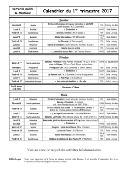 1er semestre 2017 avec 2 nouveaut&eacute;s