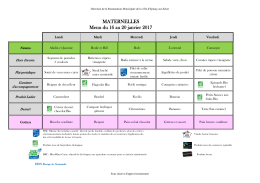 MATERNELLES Menu du 16 au 20 janvier 2017 - Epinay-sur