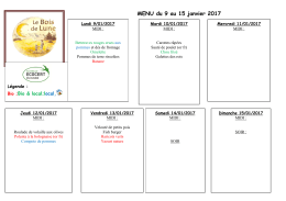 Télécharger le menu de la semaine du 9 au 15 janvier 2017