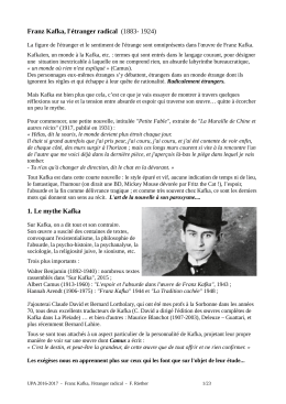 Franz Kafka, l`&eacute;tranger radical (1883- 1924)