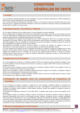 CONDITIONS GÉNÉRALES DE VENTE