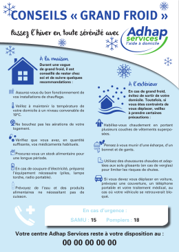 CONSEILS « GRAND FROID »