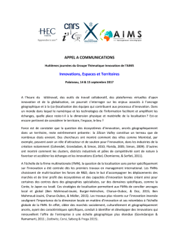 APPEL A COMMUNICATIONS Innovations, Espaces et