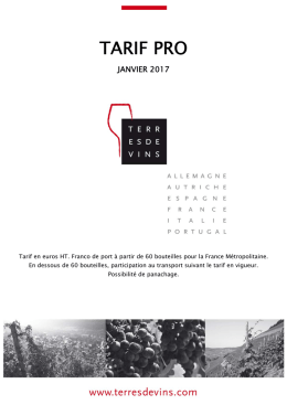 tarif pro - Terres de vins