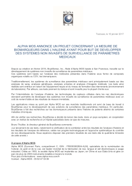 alpha mos annonce un projet concernant la mesure de