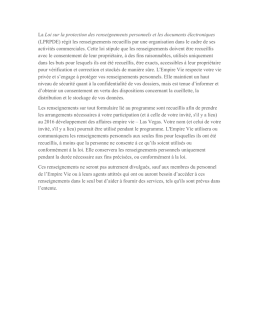 La Loi sur la protection des renseignements personnels et les