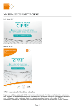 UPVD - Matinale dispositif CIFRE