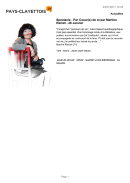Spectacle - Par Coeur(s) de et par Martine Ramet