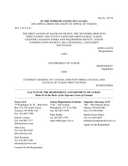 File No. 36779 IN THE SUPREME COURT OF CANADA (ON