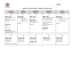 JANUARY 2017 EXAM SCHEDULE – LAURENHILL ACADEMY