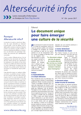Le document unique pour faire émerger une culture de la sécurité