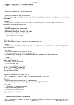 Fran&ccedil;ais Comp&eacute;tence Professionnelle