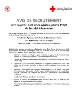 VA Technicien agricole Nippes Janvier 2017 - Croix