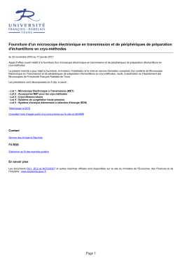Fourniture d`un microscope &eacute;lectronique en transmission et de