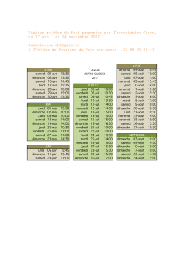 Téléchargez l`agenda 2017 des visites du Fort Cézon