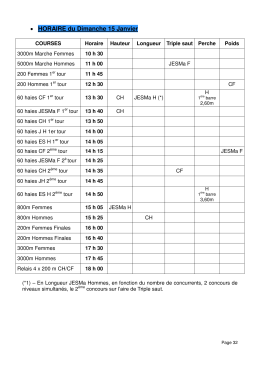 Horaires 15 janvier