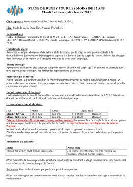 Stage Rugby moins de 12 - 07 et 08 f&eacute;vrier 2017 Ouveillan &hellip;