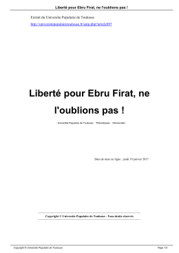 Libert&eacute; pour Ebru Firat, ne l`oublions pas