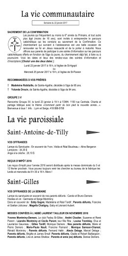 22 janvier 2017 - paroisses Lotbinière Est