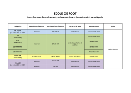 Tableau entrainements ecoles de foot 2016 2017