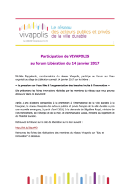 Participation de VIVAPOLIS au forum Libération du 14 janvier 2017