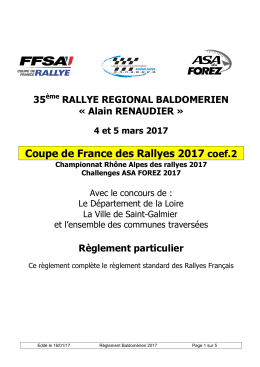 R&egrave;glement - ASA du Forez
