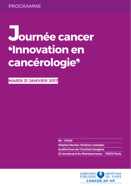 Journ&eacute;e cancer Innovation en canc&eacute;rologie - CME