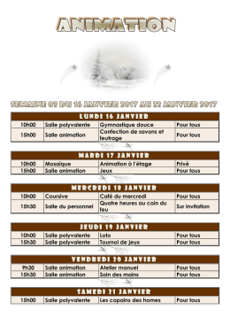 Animations de la semaine 03
