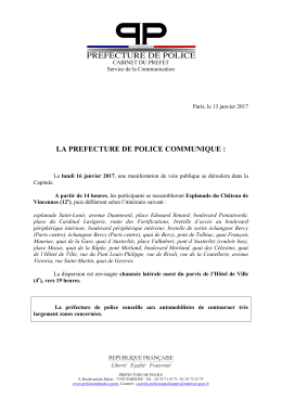 la prefecture de police communique - Paris