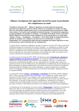 Alliance r&eacute;compense des approches novatrices