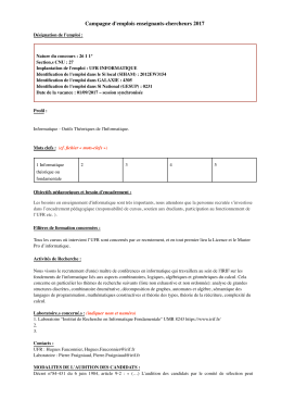 Campagne d`emplois enseignants-chercheurs 2017