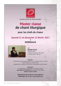 Master classe de chant liturgique - Portail de la Liturgie Catholique