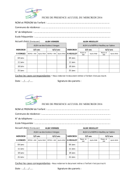 Fiche de pr&eacute;sence Accueil du mercredi en janvier 2017 en pdf
