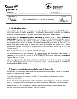 Quoi de neuf no 5 - École de l`Arc-en