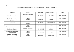 PLANNING DES EXAMENS DE RATTRAPAGE Master STHC